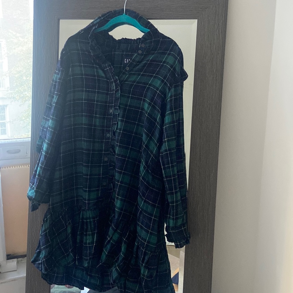 Gap plaid blue and green dress size M
